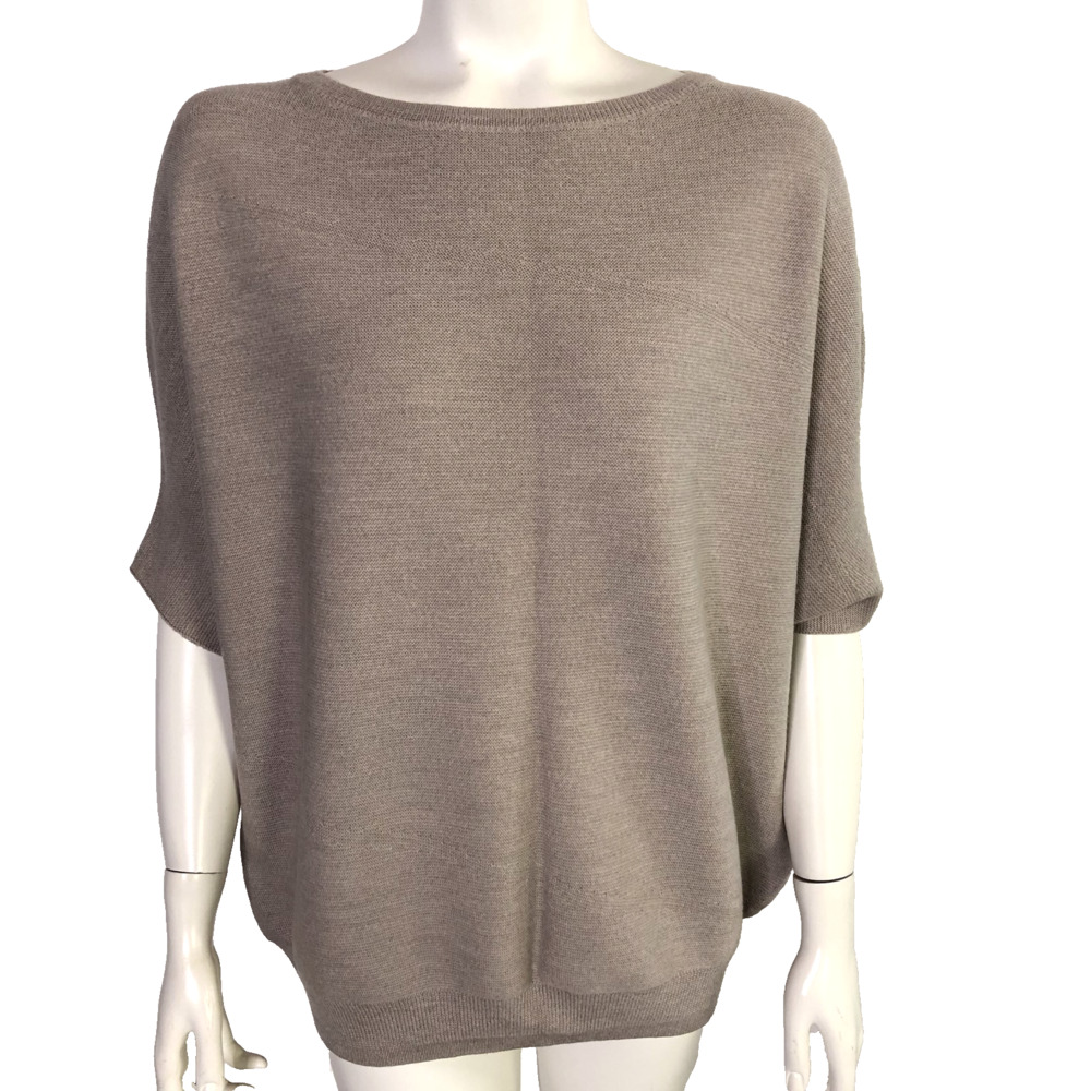 The Reset R Label S/M Sweater Batwing Knit 100% Wool Dolman Sleeve Beige Mauve
